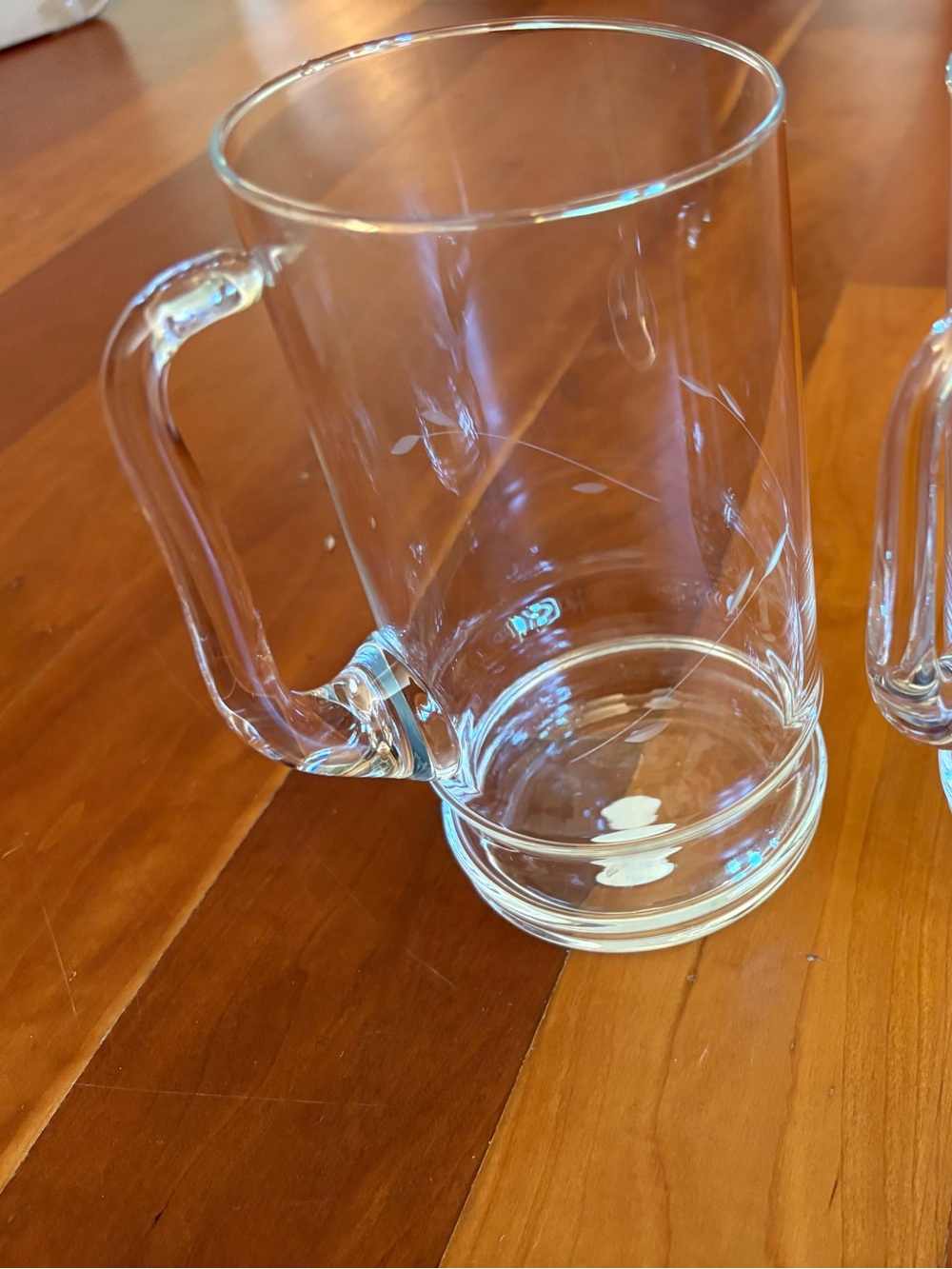 Princess House Clear Etched Crystal Glass Mugs - Set of 2